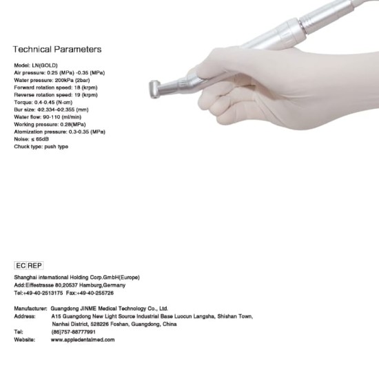 Internal Water Spray Low Speed Handpiece