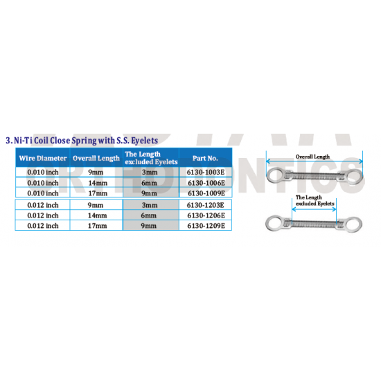 Niti close spring with eyelets Good quality sky 