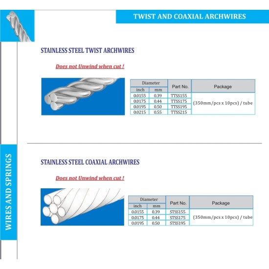 TWIST AND COAXIAL ARCHWIRES